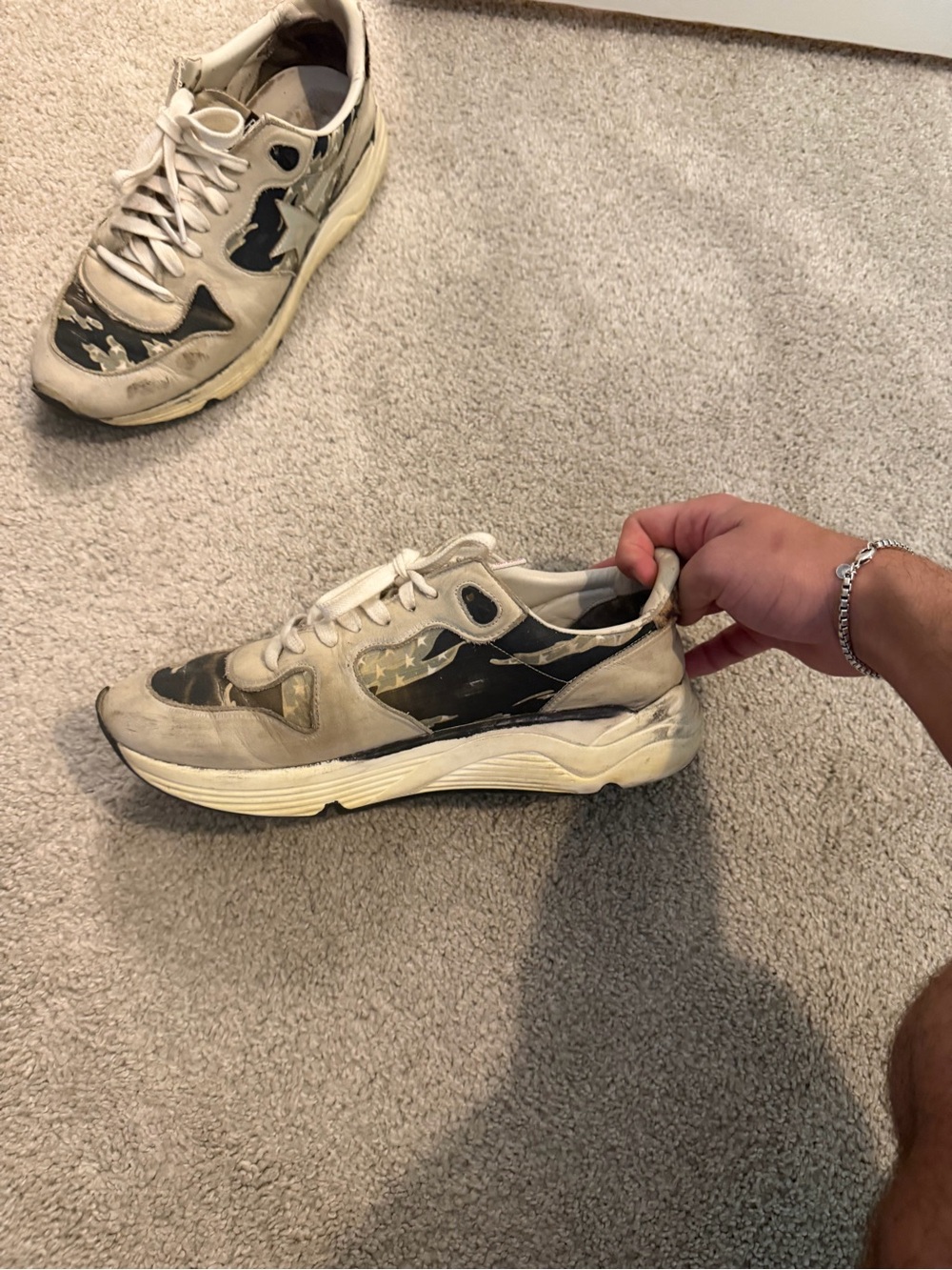 Golden Goose Beige and Black Star Camouflage Sneakers - Picture 7 of 8